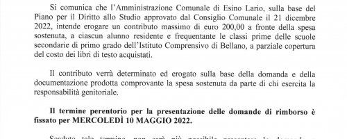 Avviso Contributo Economico Libri Scolastici - Download Modulo