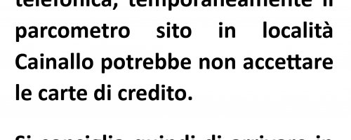 Avviso Pagamenti Giornalieri Parcheggio Cainallo