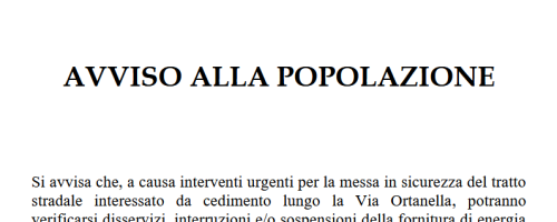 AVVISO ALLA CITTADINANZA